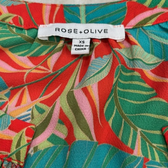 Rose + Olive Tropical Halter‎ Top Blouse XS - Picture 4 of 9